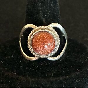 Vintage Mexico 925 Sterling Silver Natural Sunstone Ring size 10